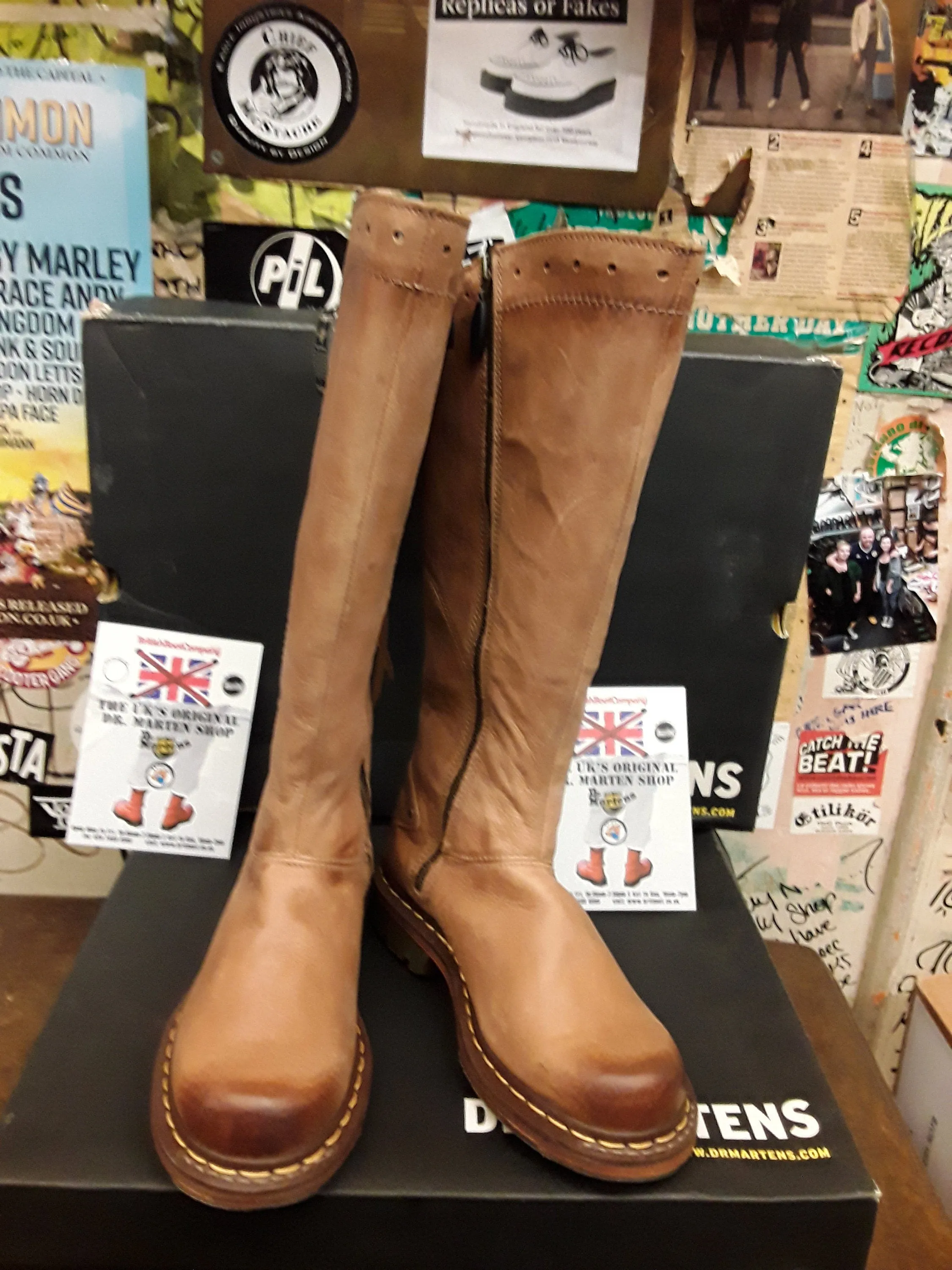 Dr Martens Boots / Slate Hi Peanut Brown Leather / Various Sizes