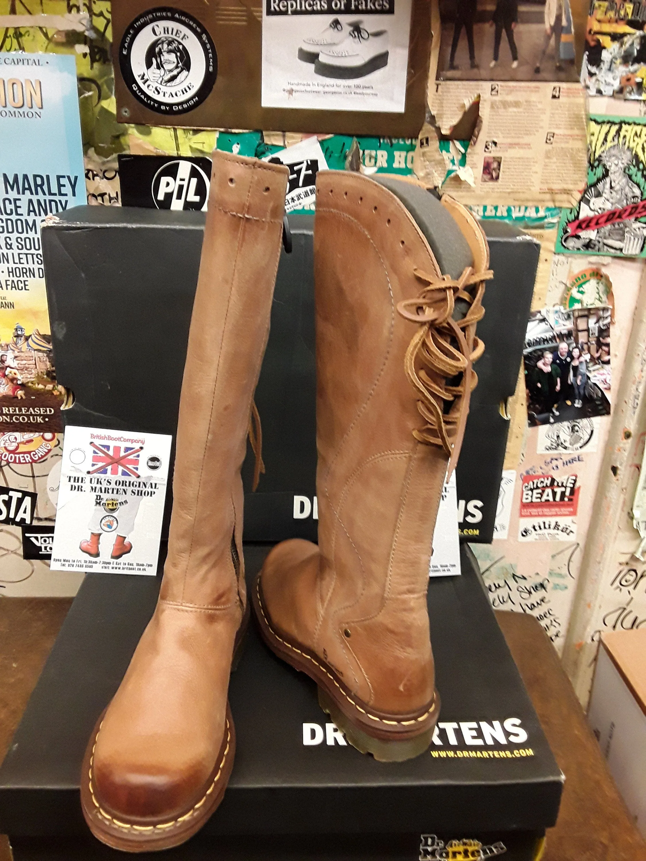 Dr Martens Boots / Slate Hi Peanut Brown Leather / Various Sizes