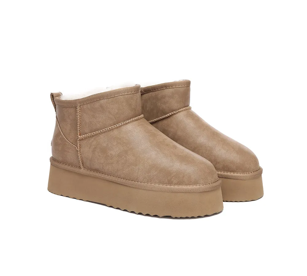 EVERAU® UGG Women Sheepskin Wool Ankle Platform Boots Romi