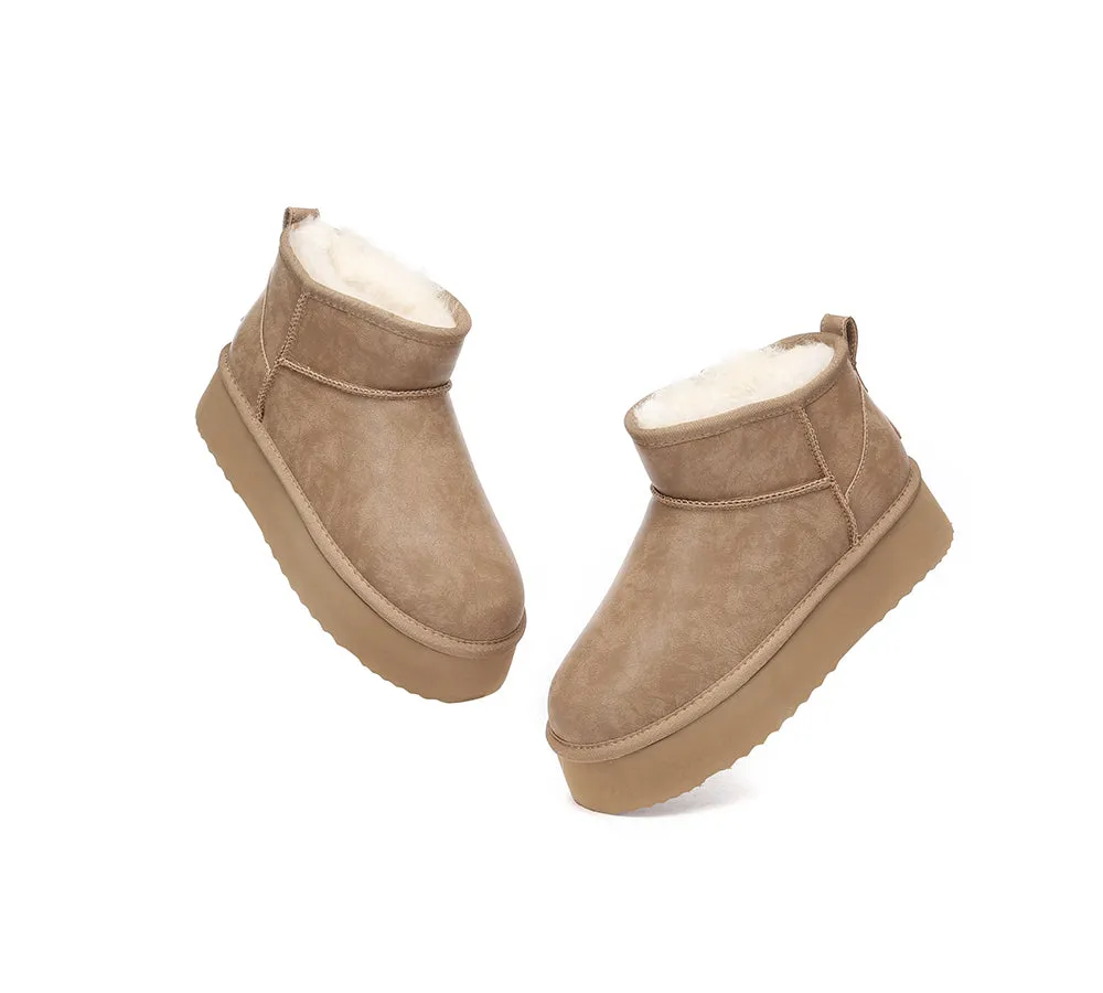 EVERAU® UGG Women Sheepskin Wool Ankle Platform Boots Romi