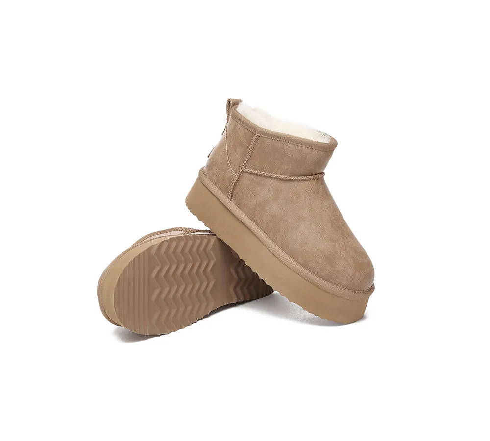 EVERAU® UGG Women Sheepskin Wool Ankle Platform Boots Romi