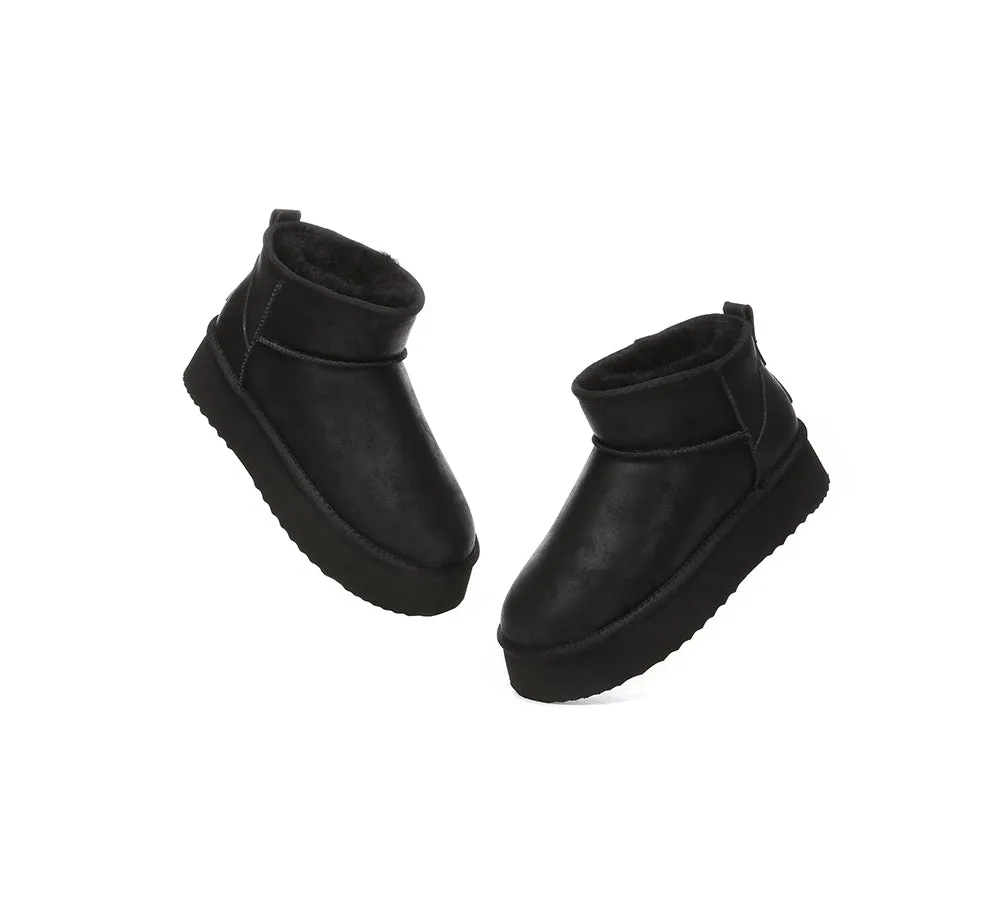 EVERAU® UGG Women Sheepskin Wool Ankle Platform Boots Romi