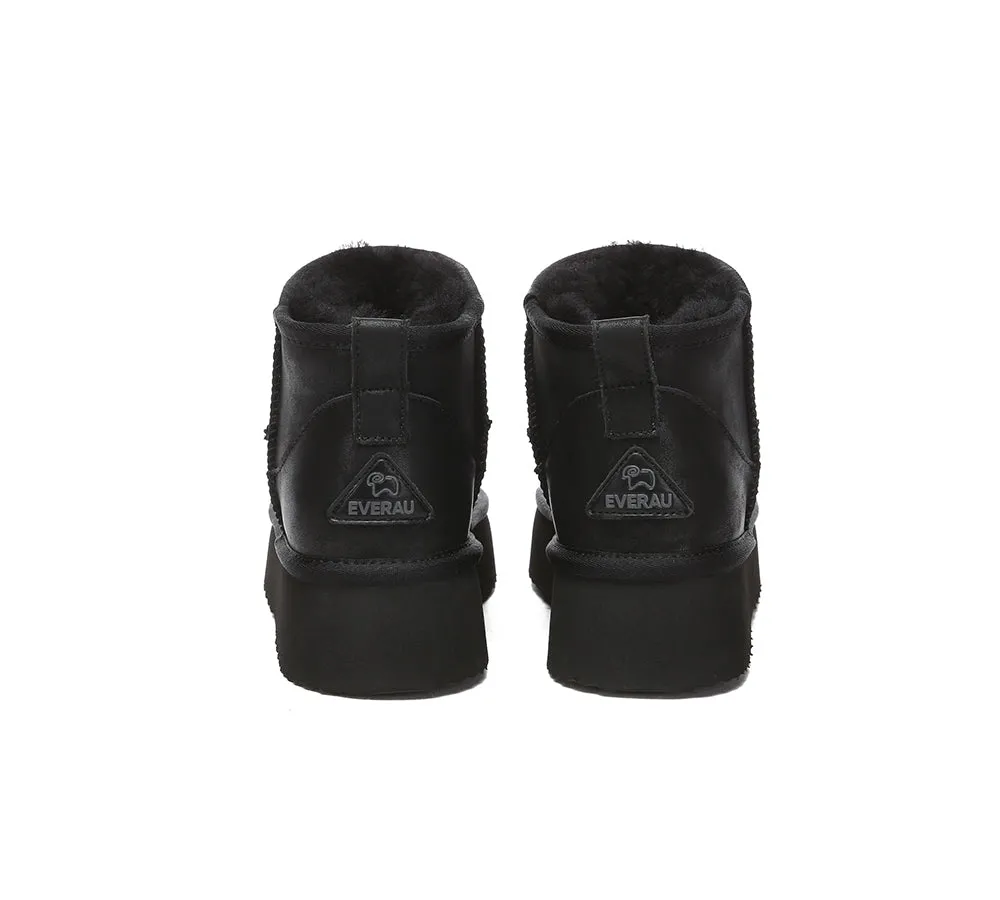 EVERAU® UGG Women Sheepskin Wool Ankle Platform Boots Romi