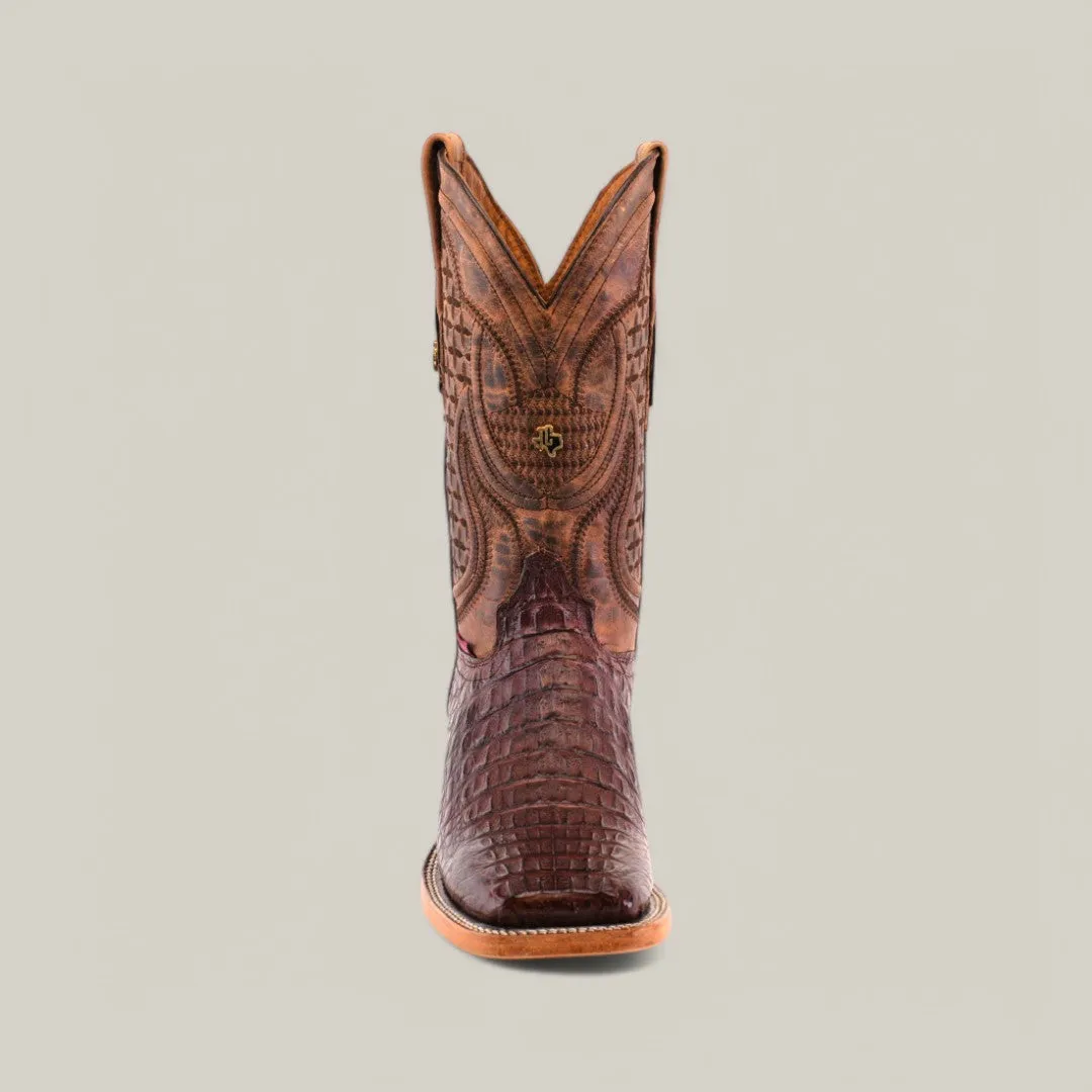 Exotic Caiman Horn Back - Brown - Square Toe