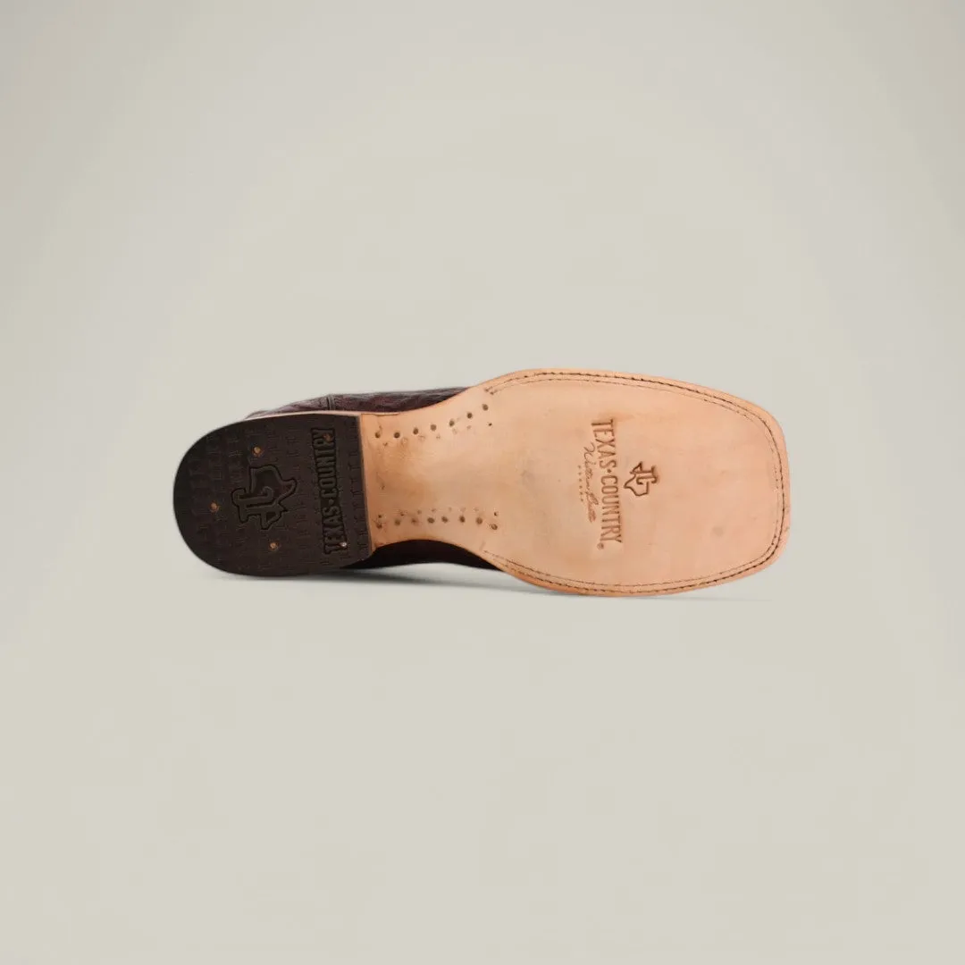 Exotic Caiman Horn Back - Brown - Square Toe