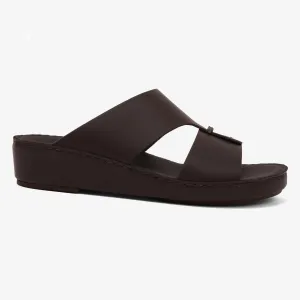 FARADA TIMELESS LEATHER WITH 3D BUCKLE SANDALS BROWN