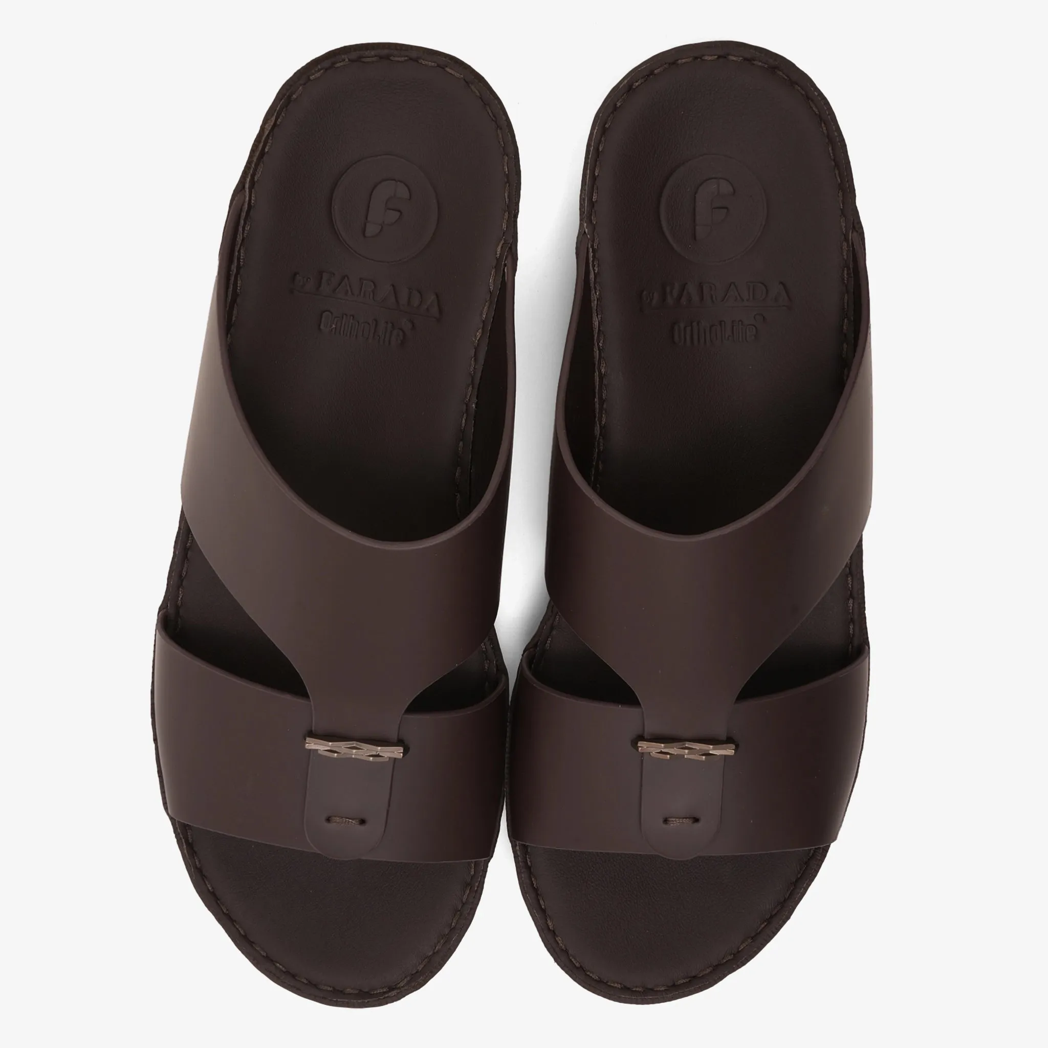 FARADA TIMELESS LEATHER WITH 3D BUCKLE SANDALS BROWN