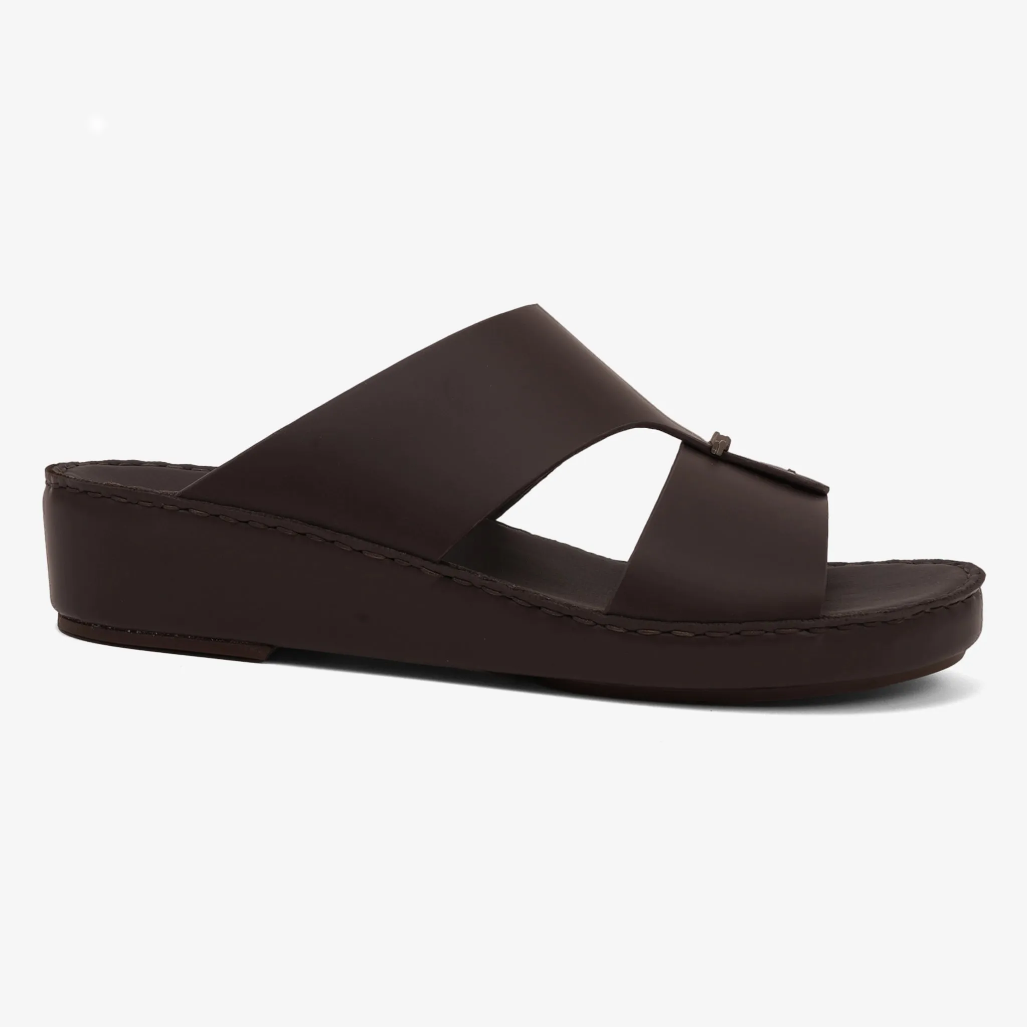 FARADA TIMELESS LEATHER WITH 3D BUCKLE SANDALS BROWN