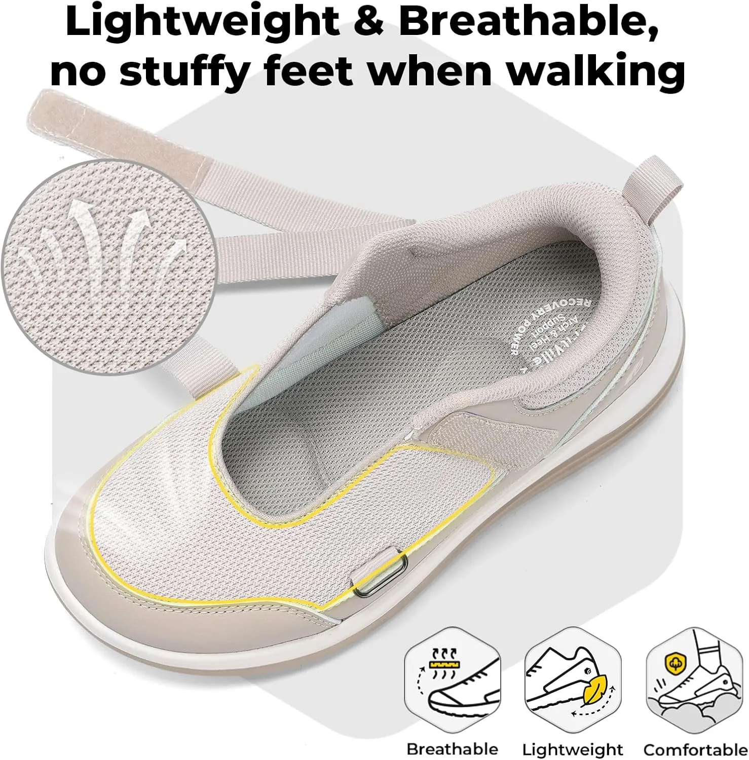 FitVille Extra Wide Shoes for Women Comfortable Adjustable Strap for Swollen Feet Diabetic Sandals for Women Wide Width Neuropathy Foot Pain Relief