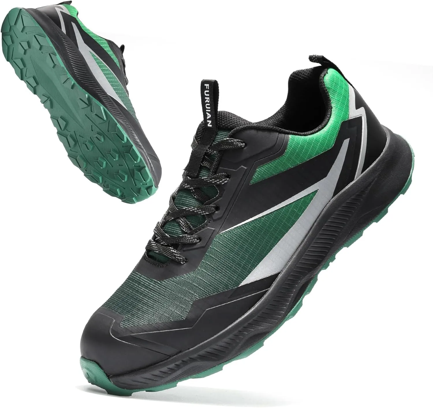 Furuian Composite Toe Shoes for Men Safety Work Shoes for Men Non Slip Rubber Outsole and Puncture Proof Kevlar Midsole Comfortable Safey Work Sneakers