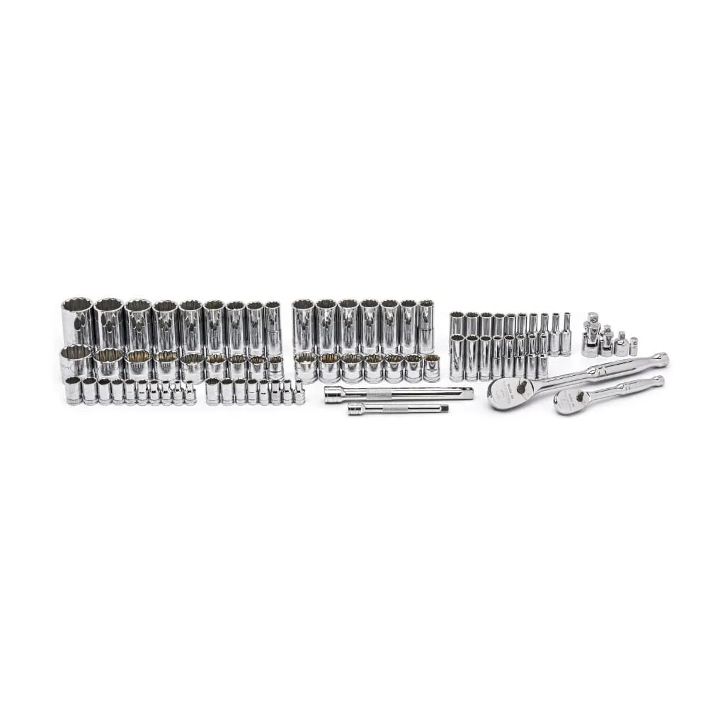 GearWrench 80948 76 Pc. 1/4" & 3/8" Drive 12 Point Standard & Deep SAE/Metric Mechanics Tool Set
