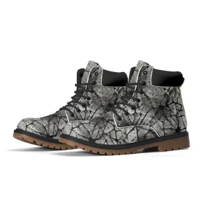 Gothic Grey And Black Leather Brown Outsole All Season Boots