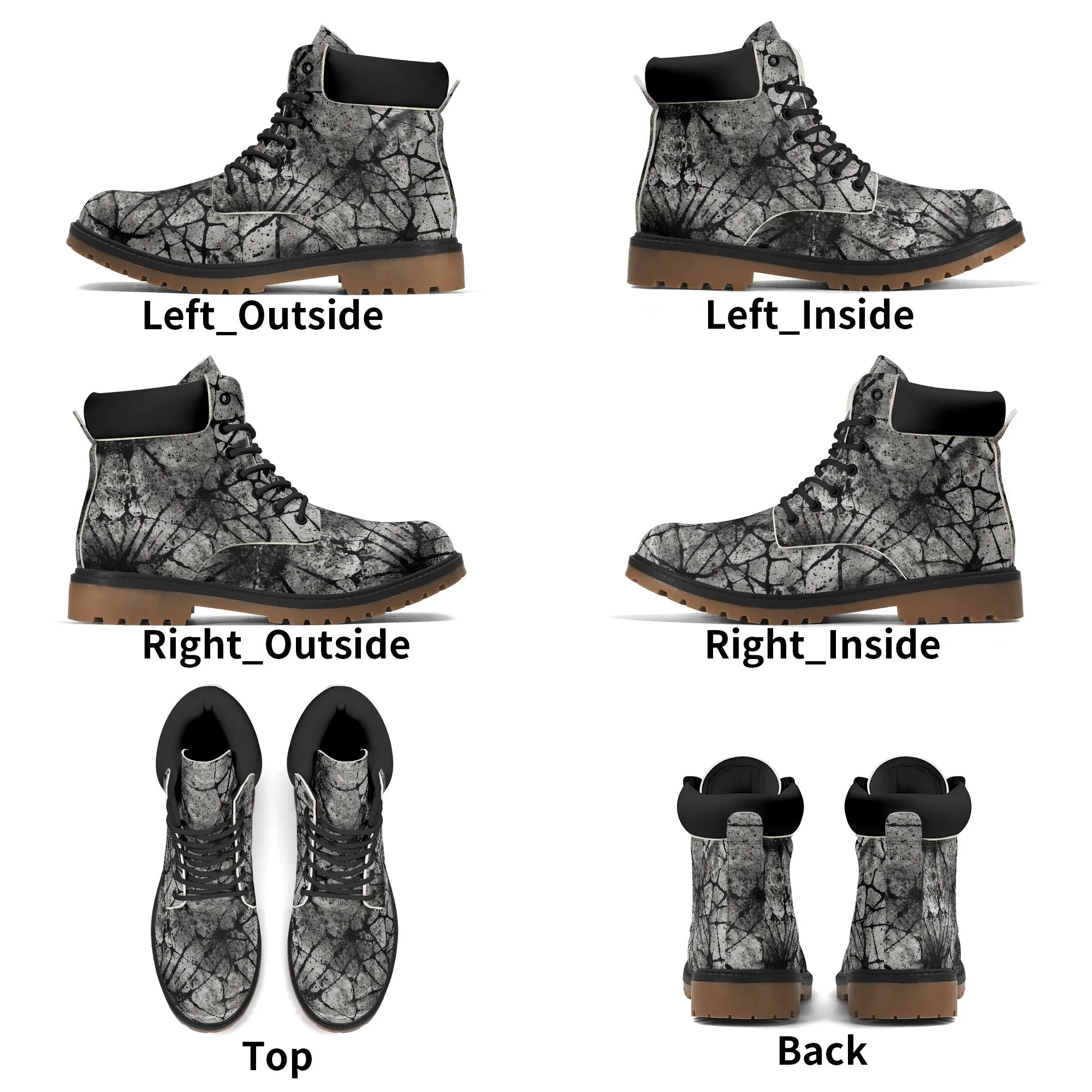 Gothic Grey And Black Leather Brown Outsole All Season Boots