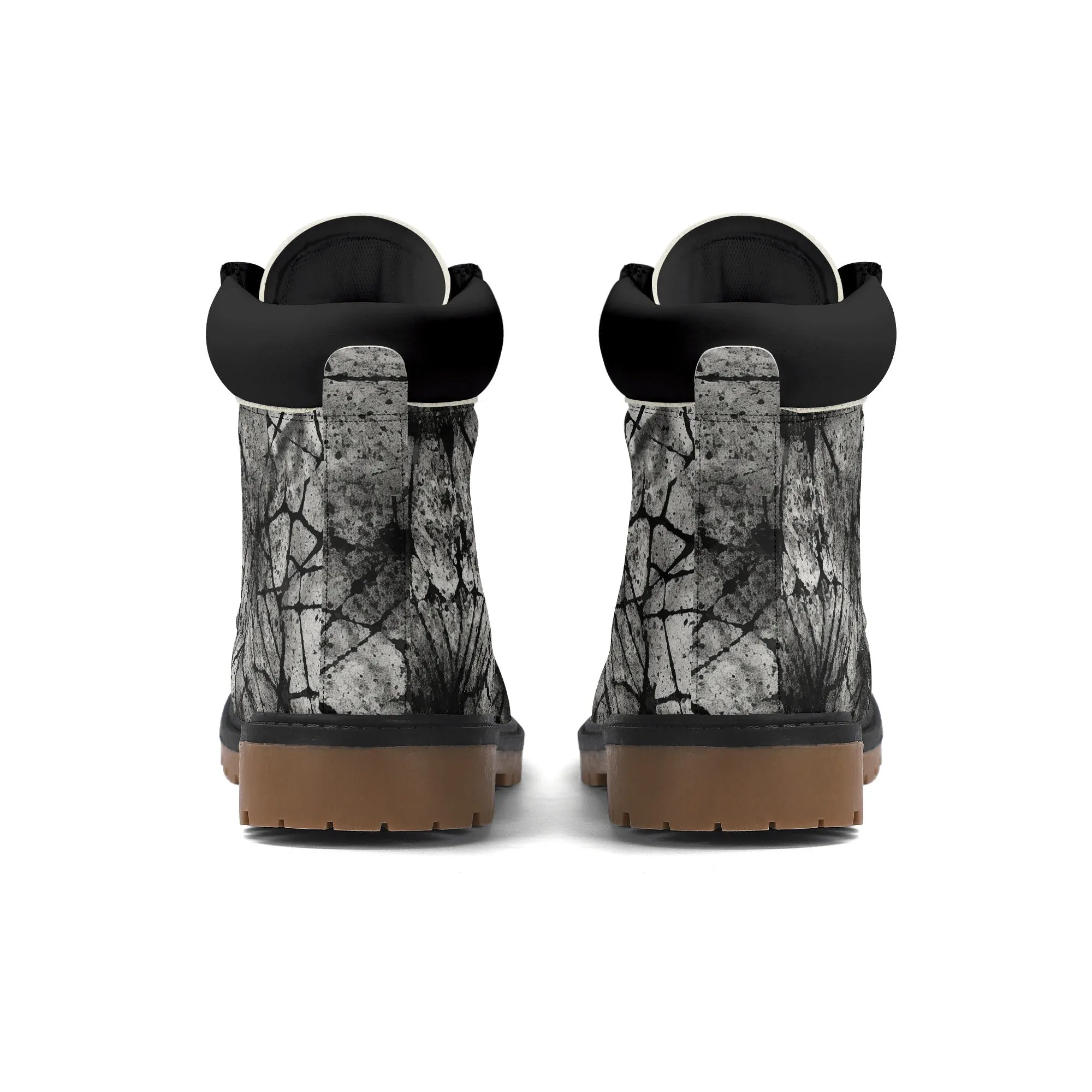 Gothic Grey And Black Leather Brown Outsole All Season Boots