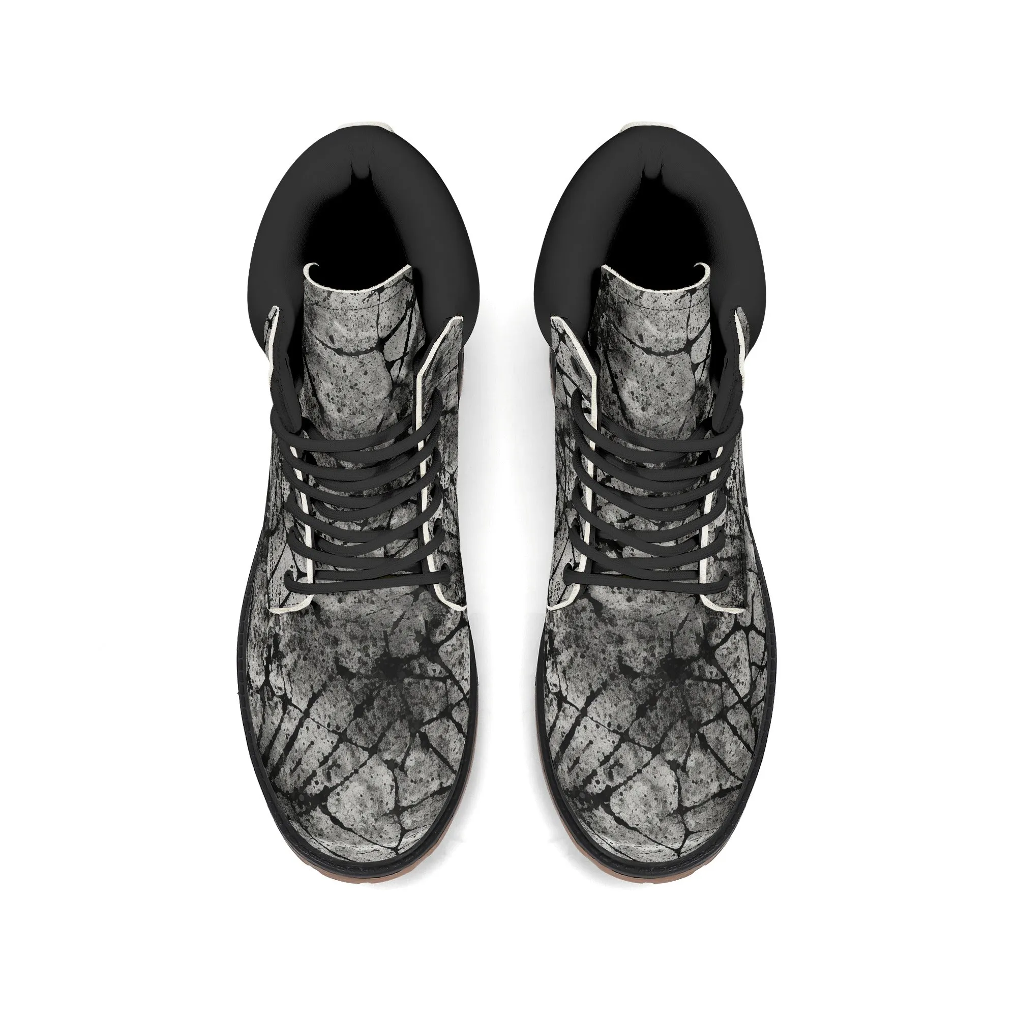 Gothic Grey And Black Leather Brown Outsole All Season Boots