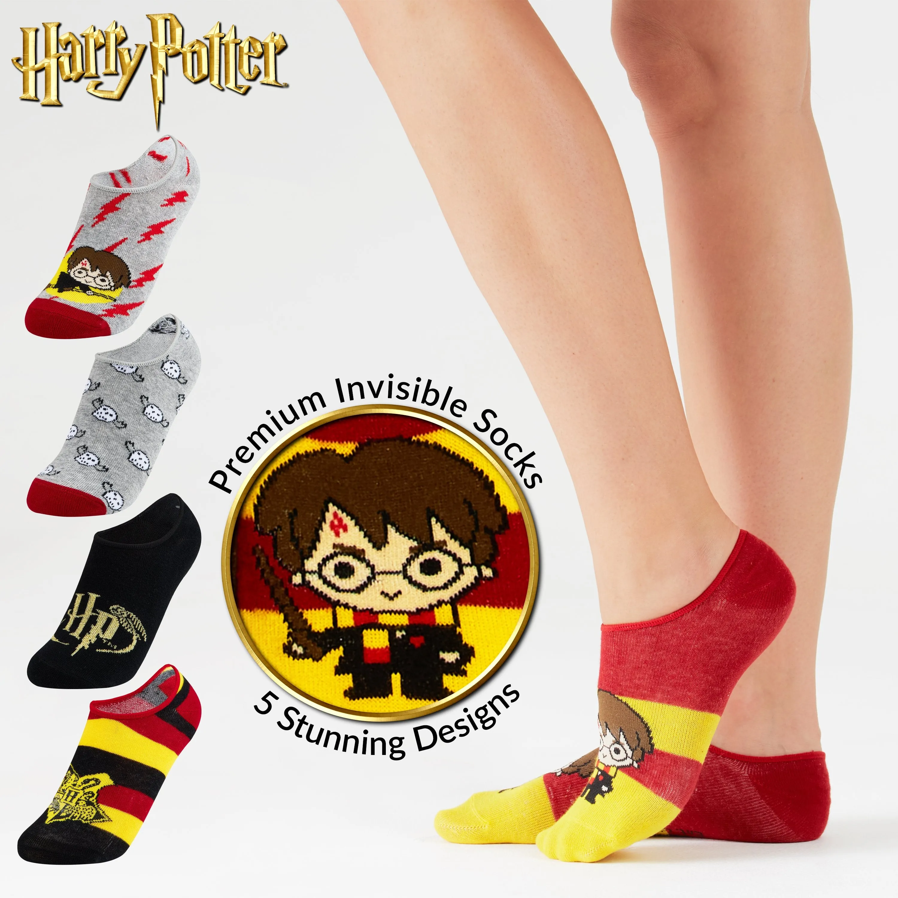 Harry Potter Invisible Socks, No Show Socks 5 Pairs, Harry Potter Gifts