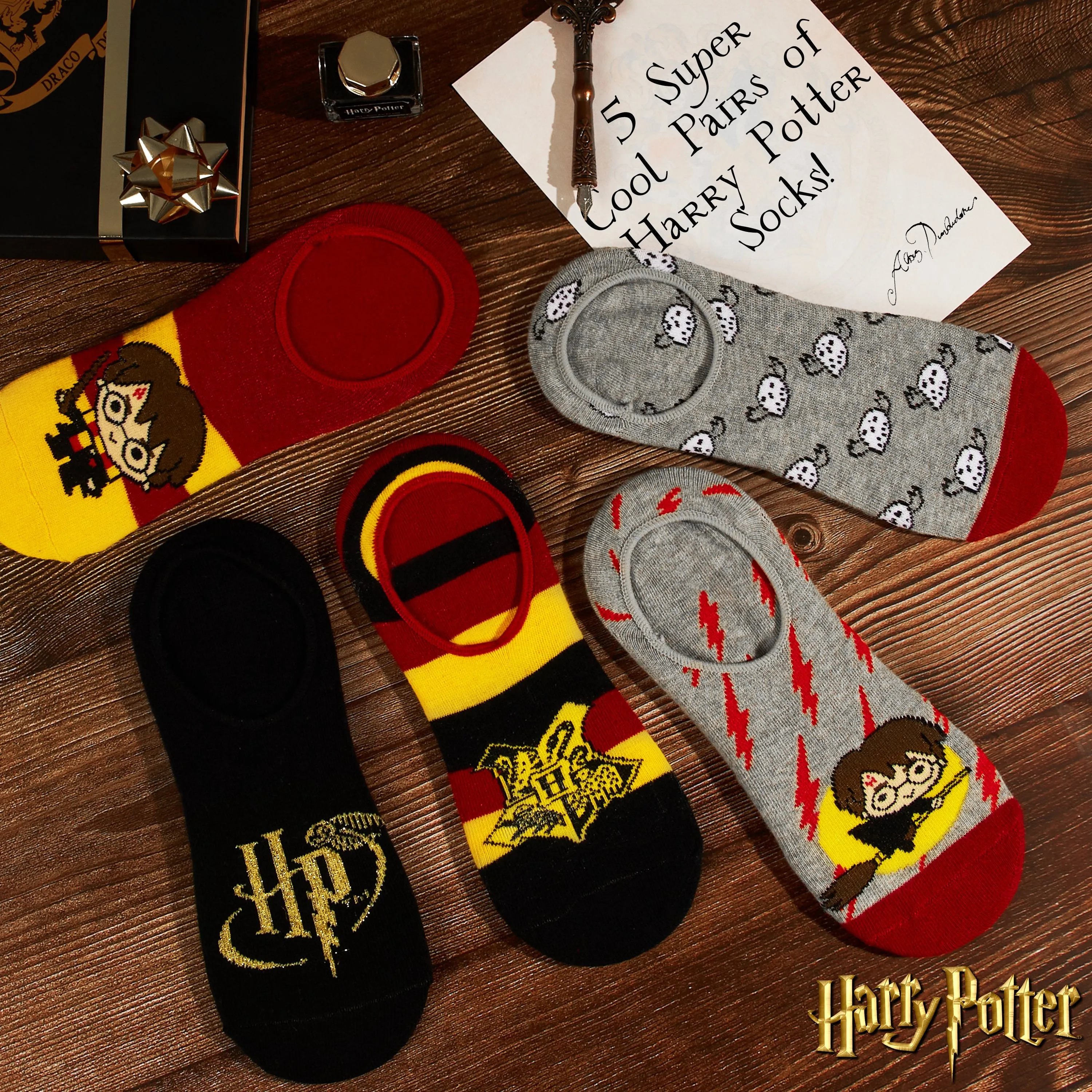 Harry Potter Invisible Socks, No Show Socks 5 Pairs, Harry Potter Gifts