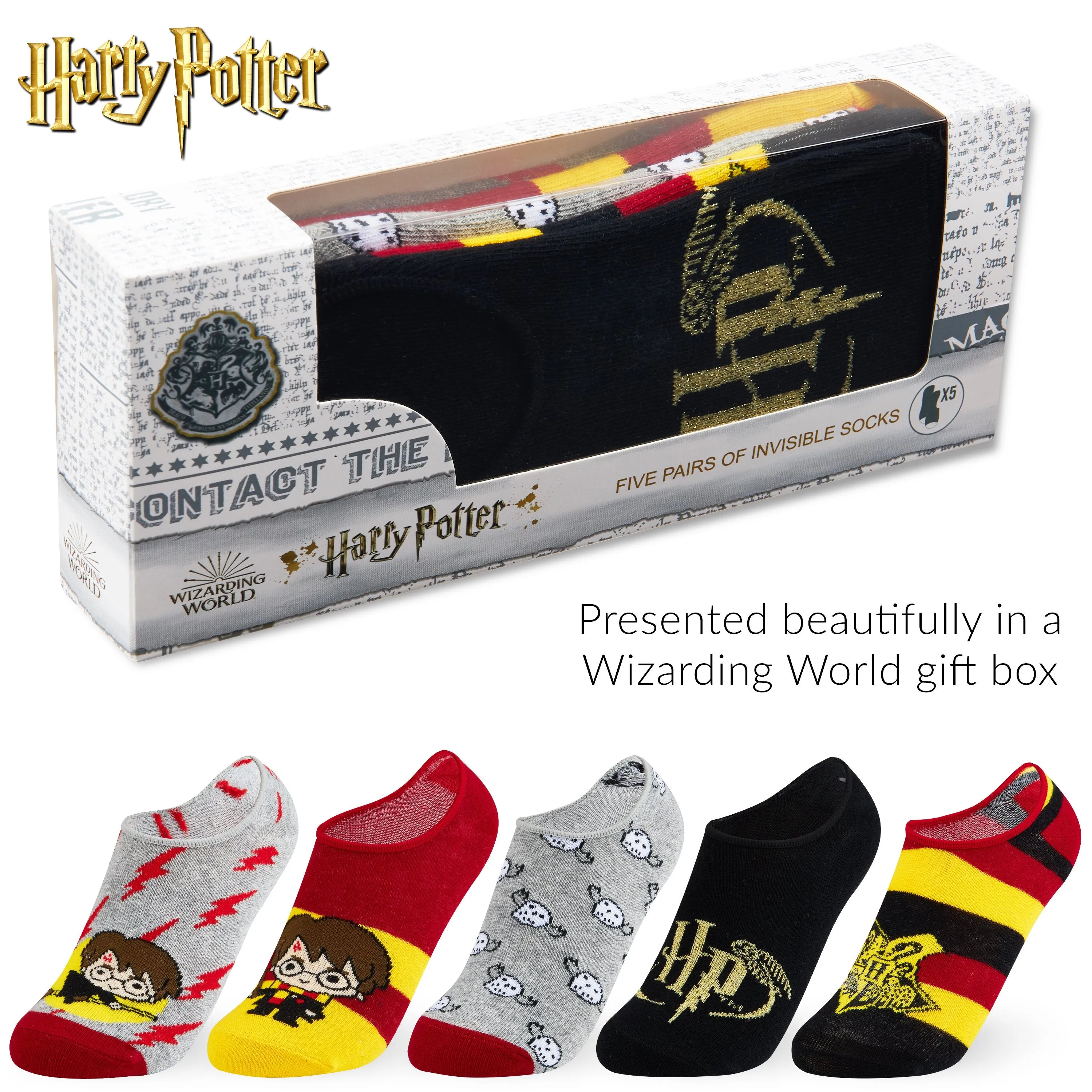 Harry Potter Invisible Socks, No Show Socks 5 Pairs, Harry Potter Gifts