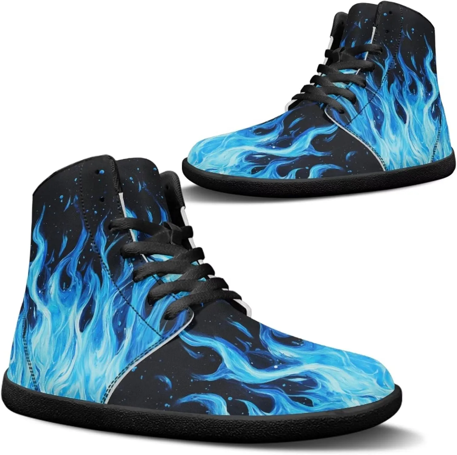 Jeiento Nature Pattern Mens Walking Shoes High Top Barefoot Running Shoes Wide Toe