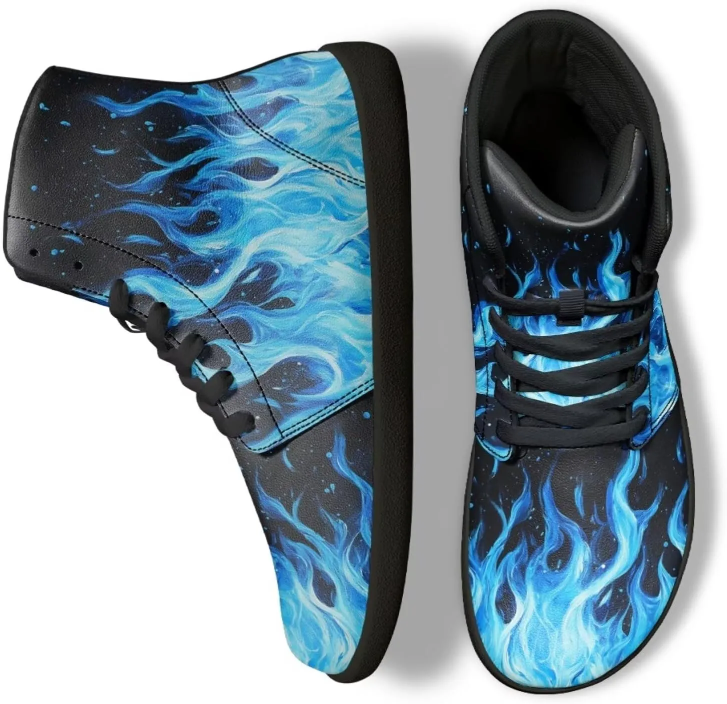 Jeiento Nature Pattern Mens Walking Shoes High Top Barefoot Running Shoes Wide Toe