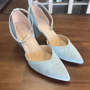 Kayleigh P Blue Satin Block Heels 7.0