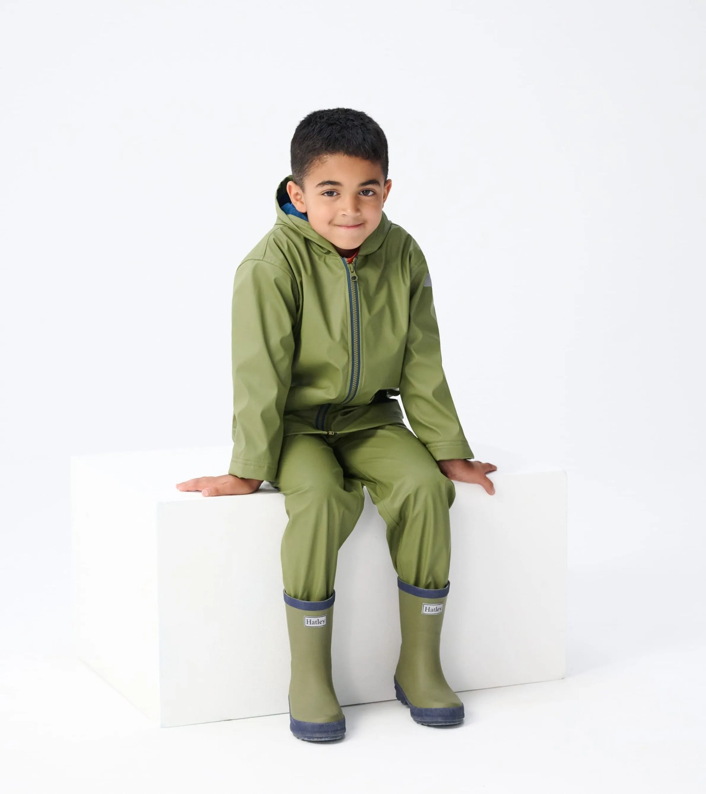 Kids Forest Green Matte Wellies