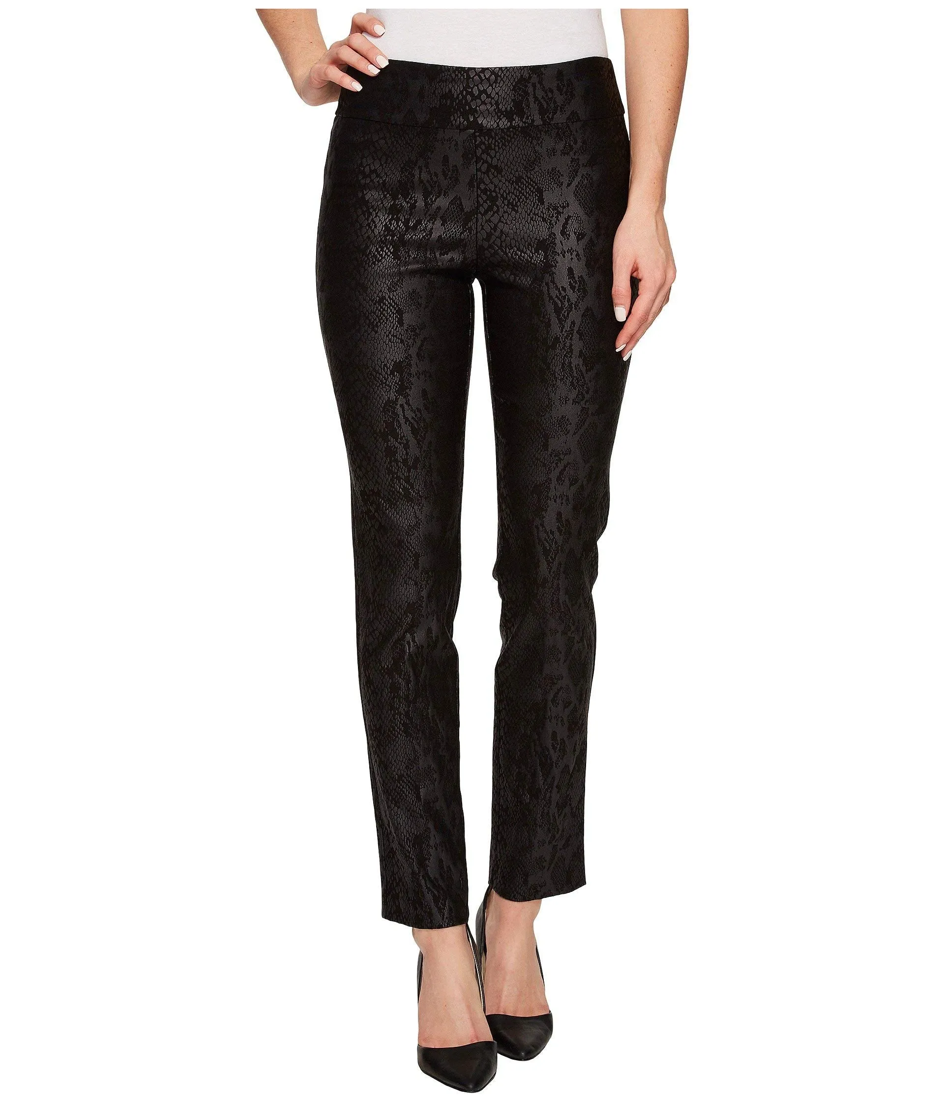 Krazy Larry Women's Pull on Ankle Pants - Black Python