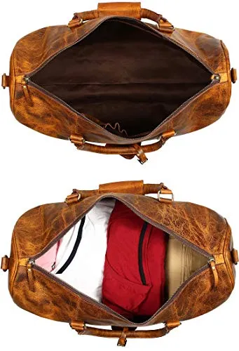 Leather Duffel Bags For Men Women - Airplane Underseat Carry On Luggage By Rustic Town