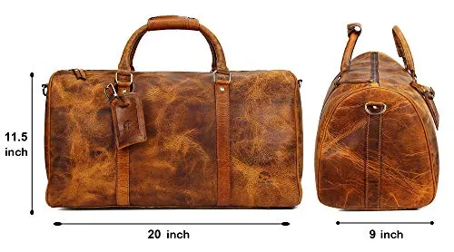 Leather Duffel Bags For Men Women - Airplane Underseat Carry On Luggage By Rustic Town