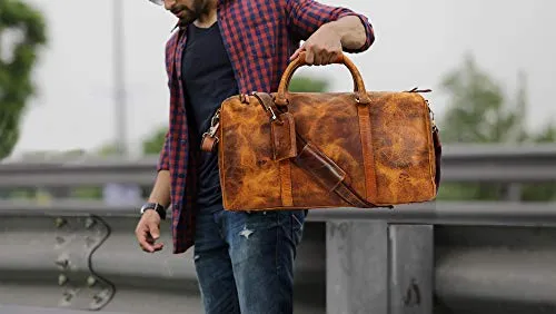 Leather Duffel Bags For Men Women - Airplane Underseat Carry On Luggage By Rustic Town