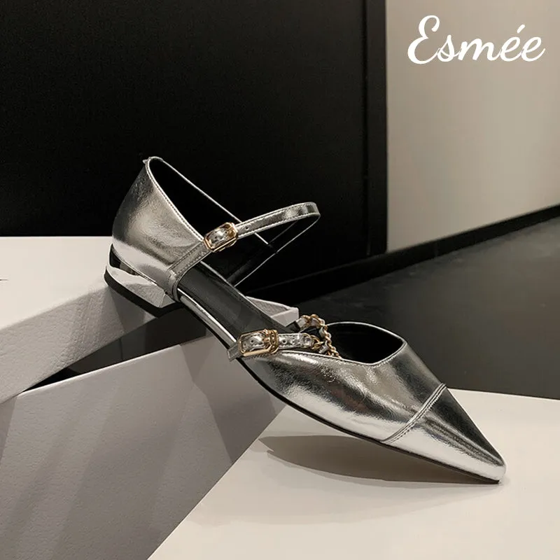 Leather Sandals with Chain Design