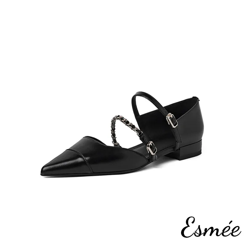 Leather Sandals with Chain Design