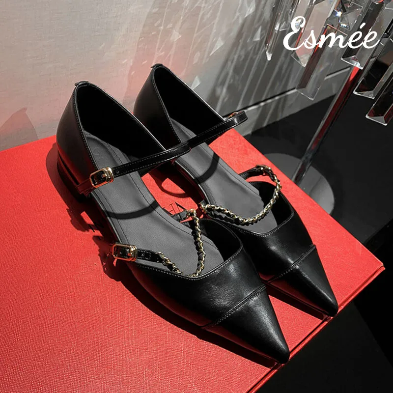 Leather Sandals with Chain Design