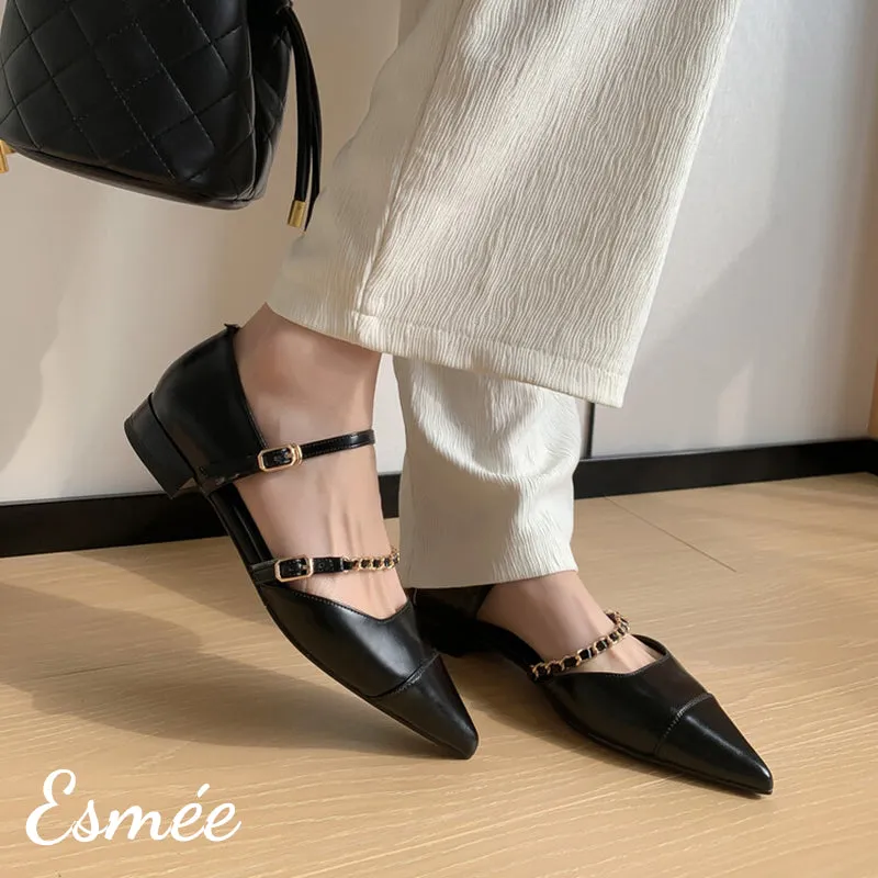 Leather Sandals with Chain Design