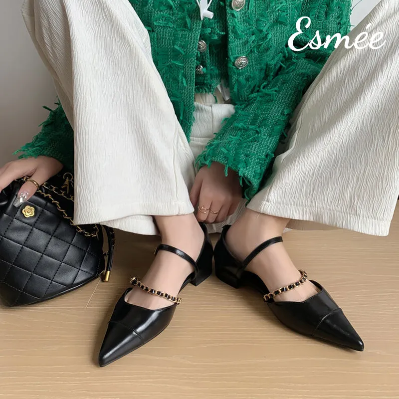 Leather Sandals with Chain Design