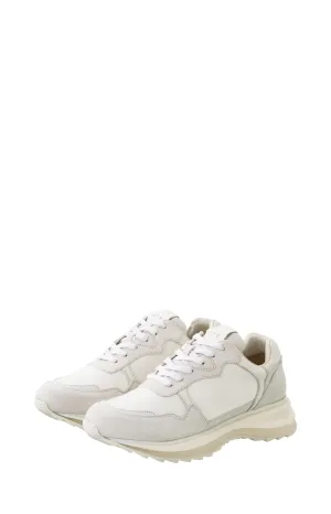 Leather sneaker with lace up style and sole details - Onyx White