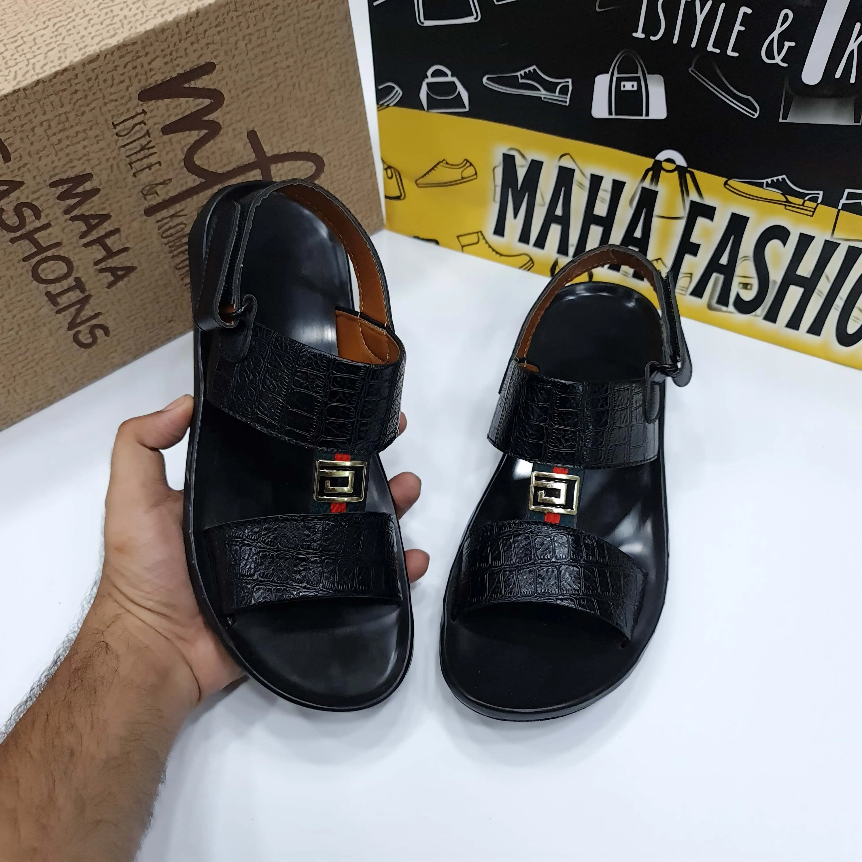 Men Black & Brown Sandals