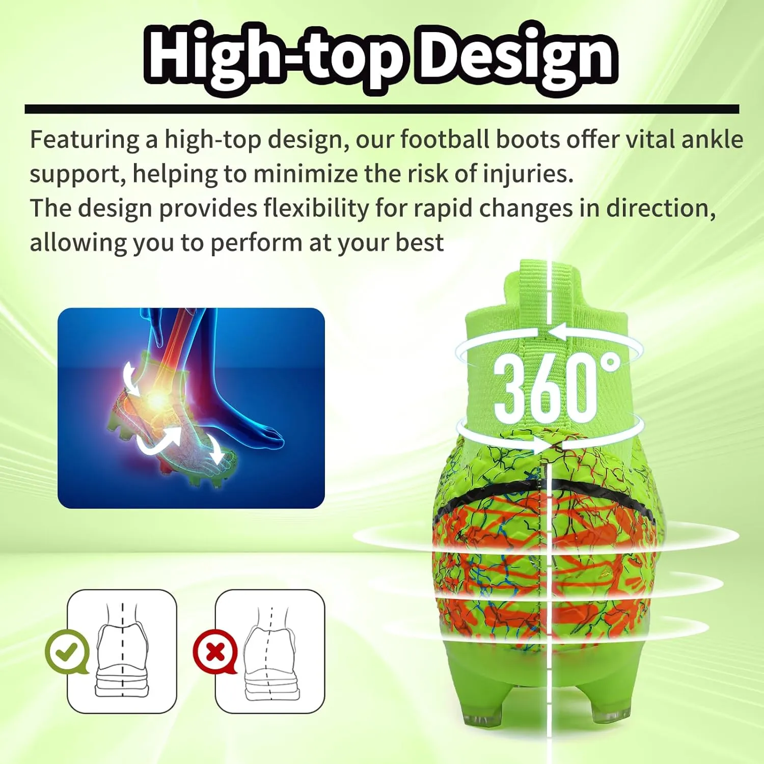 Men Soccer Cleats Women Football Cleats for Big Boy AG/FG