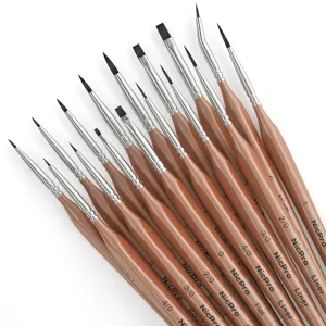 Nicpro 16 PCS Detail Paint Brushes, Small Detail Paint Brush Set Fine Tip Professional Miniature Painting Artist Set for Micro Watercolor Oil Acrylic Craft Models Rock Army Paint by Number for Adult
