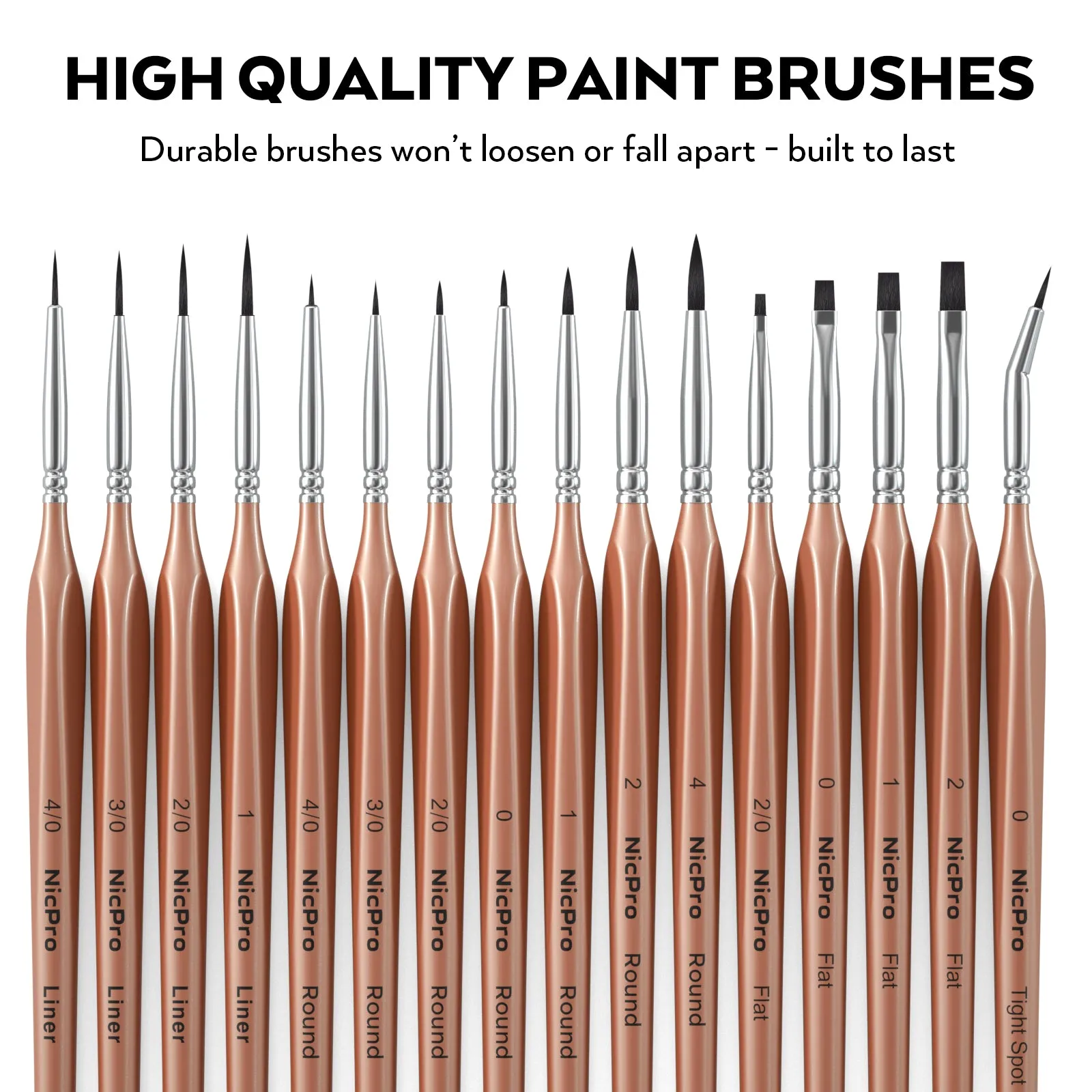 Nicpro 16 PCS Detail Paint Brushes, Small Detail Paint Brush Set Fine Tip Professional Miniature Painting Artist Set for Micro Watercolor Oil Acrylic Craft Models Rock Army Paint by Number for Adult