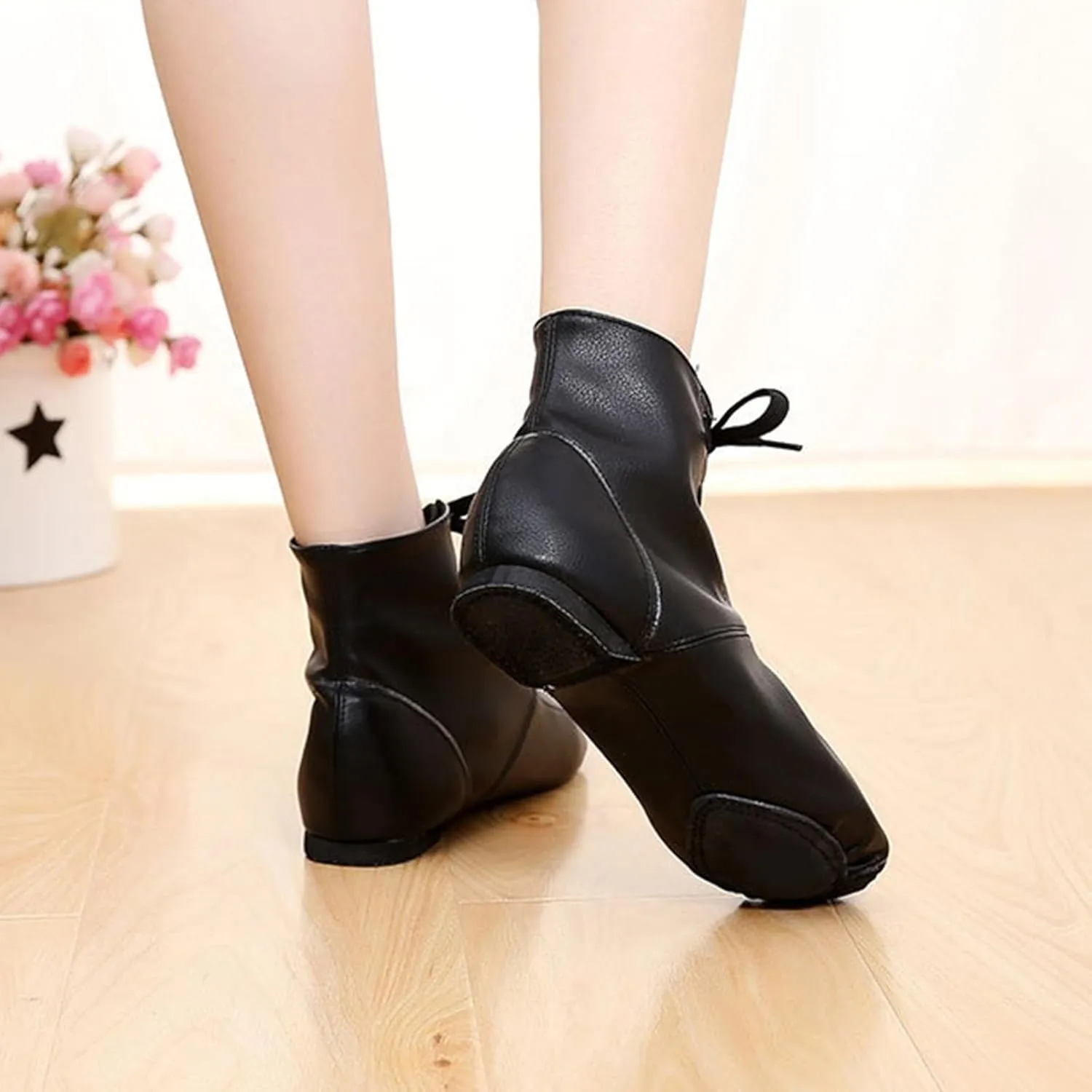 ONAIC Womens Practice Dance Shoes Ballroom Shoes Leather Ankle Boots Latin Salsa Platform Shoes Lace-Up Modern Shoes