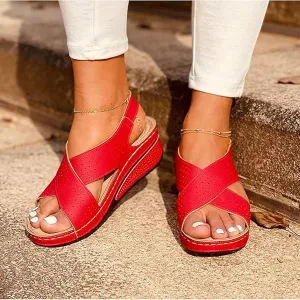 PGOJUNI Soft & Stylish Wedge Sandals Women Comfortable Open Toe Sandal Platform Shoes Slip On Dressy Sandals with Arch Support
