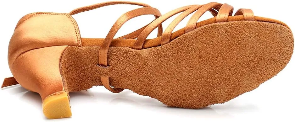 RoseMoli Women's Latin Dance Shoes Satin Professional Ballroom Salsa Practice Performance Dance Shoes