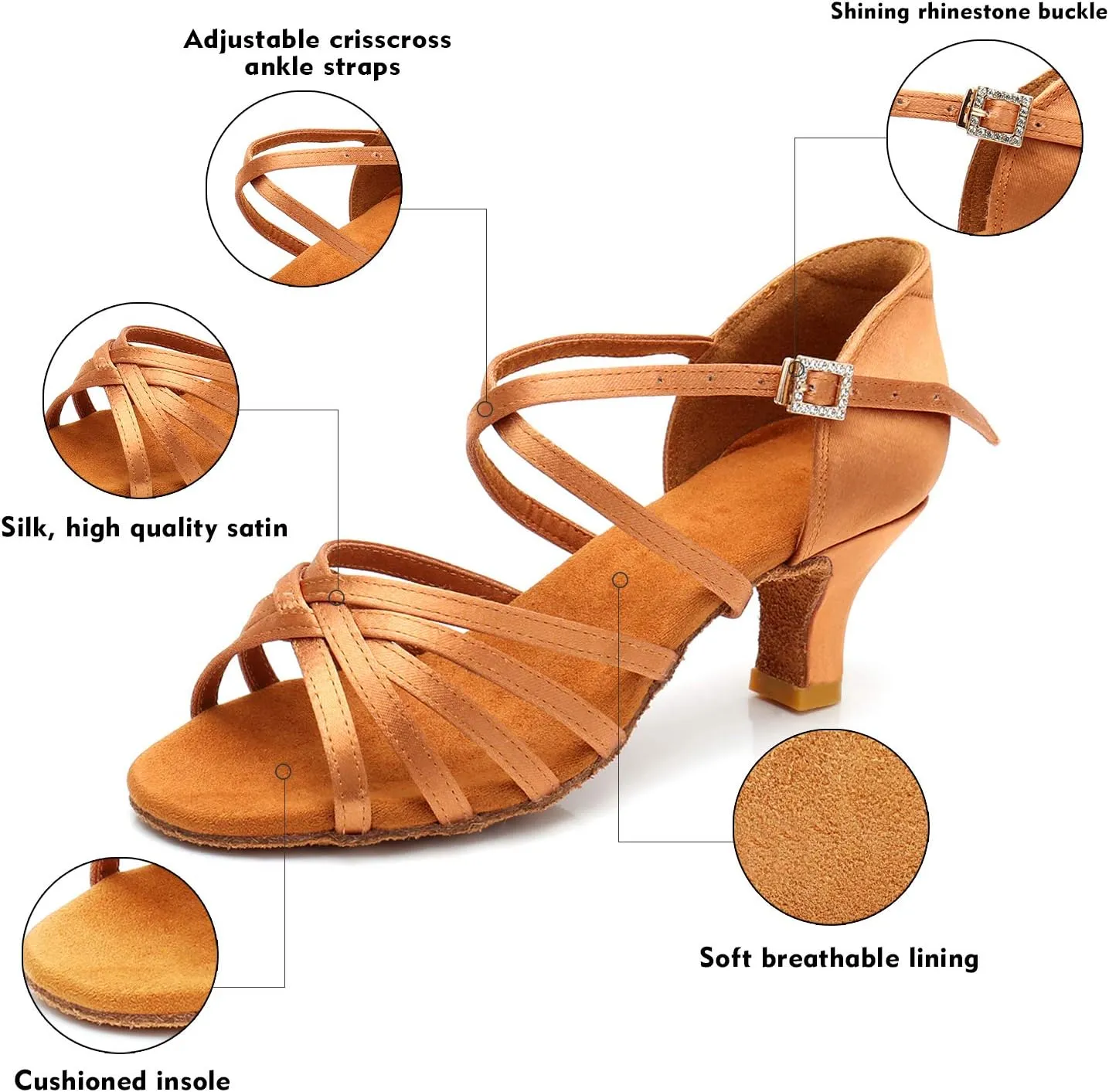 RoseMoli Women's Latin Dance Shoes Satin Professional Ballroom Salsa Practice Performance Dance Shoes