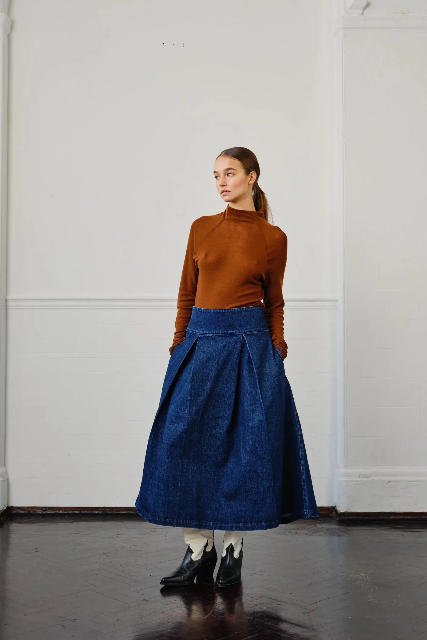 seventy   mochi Maddie denim skirt Dark Americana