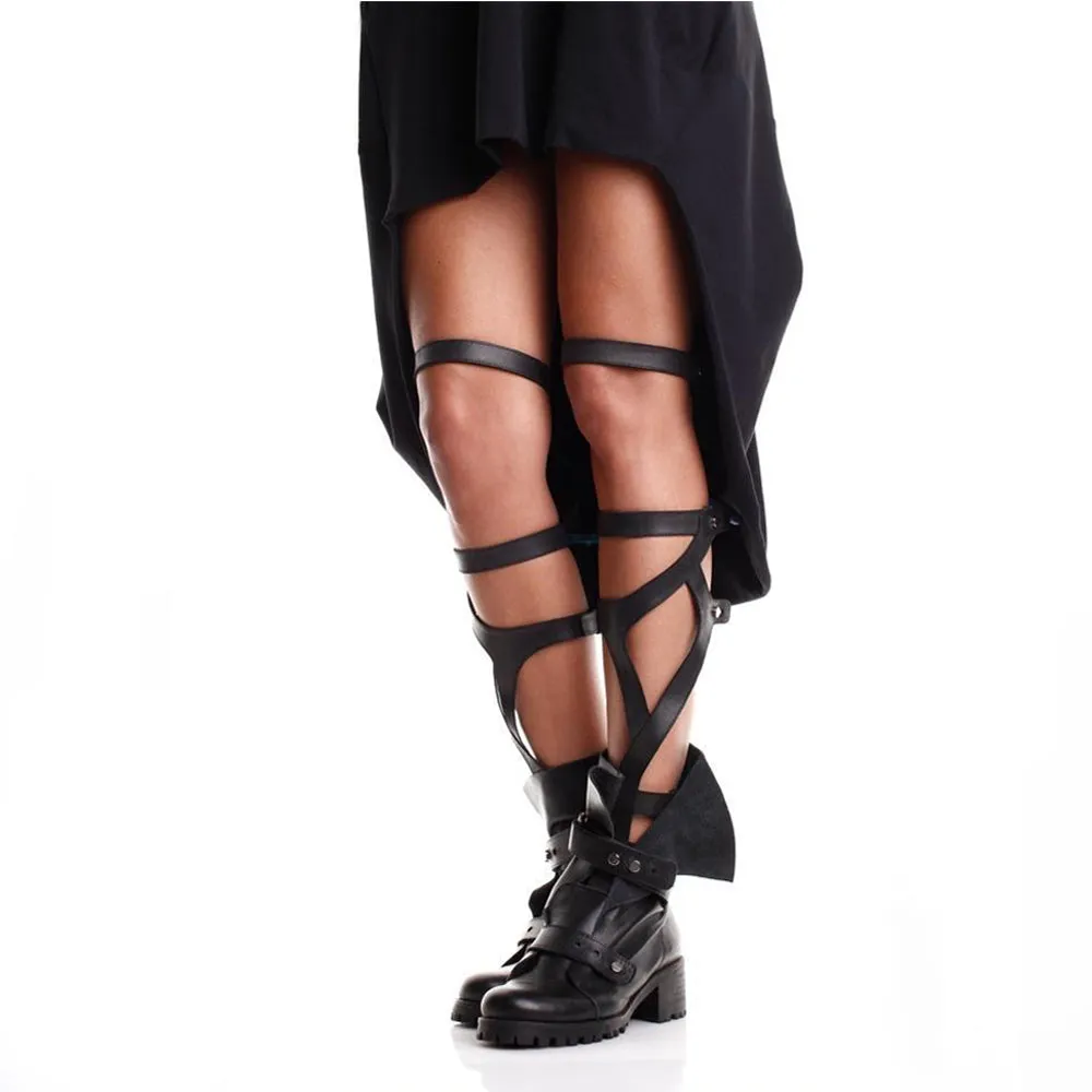 SHR Hugs and Kisses overknee black leather gladiator boots