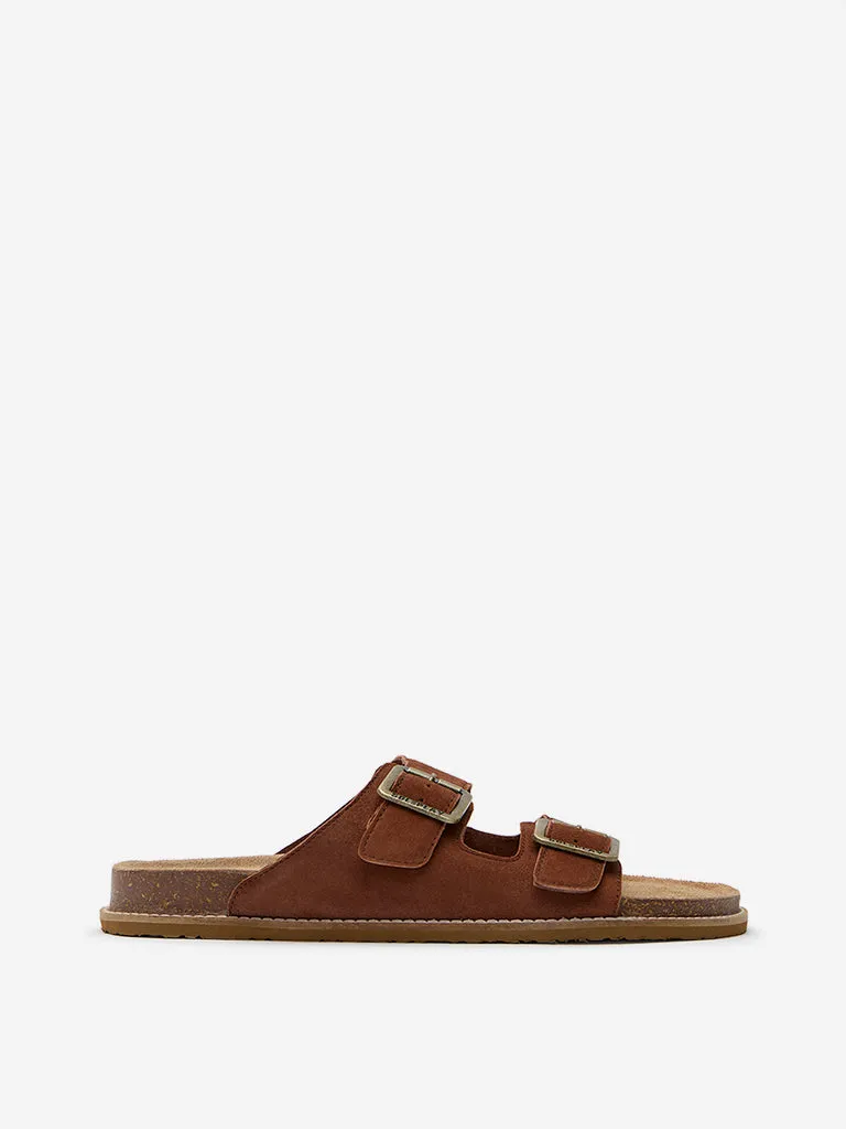 SOLEPLAY Rust Dual-Strap Leather Slip-On Sandals