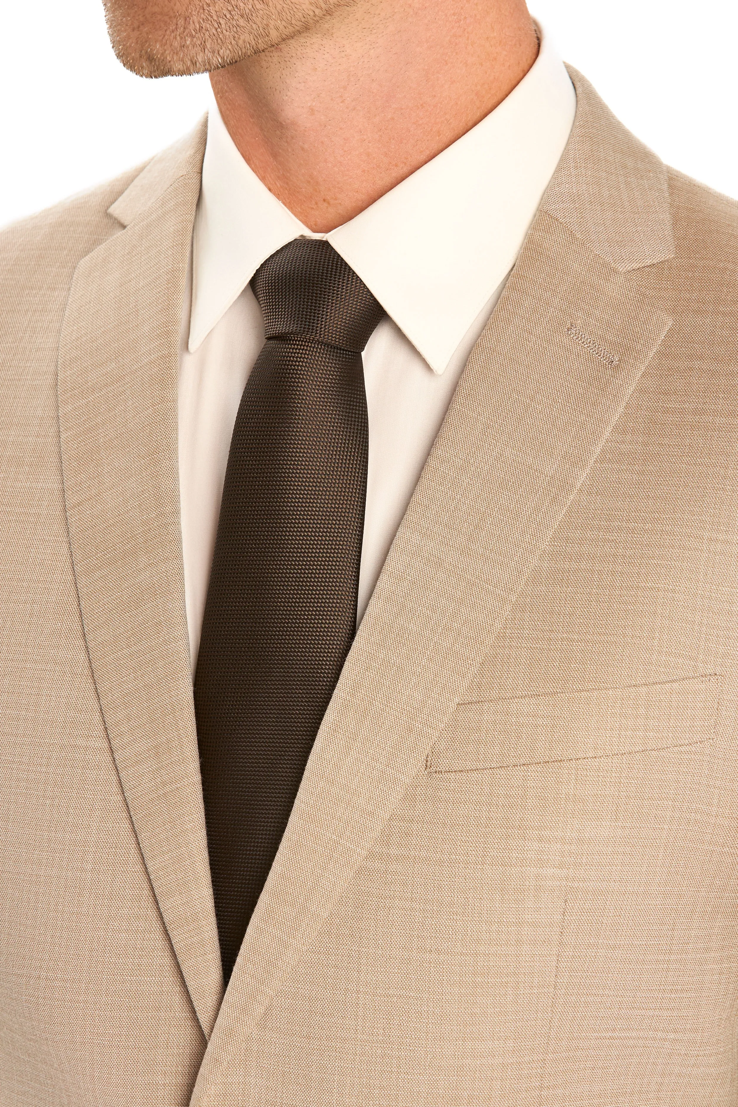 Tan Sharkskin 2 Button Suit