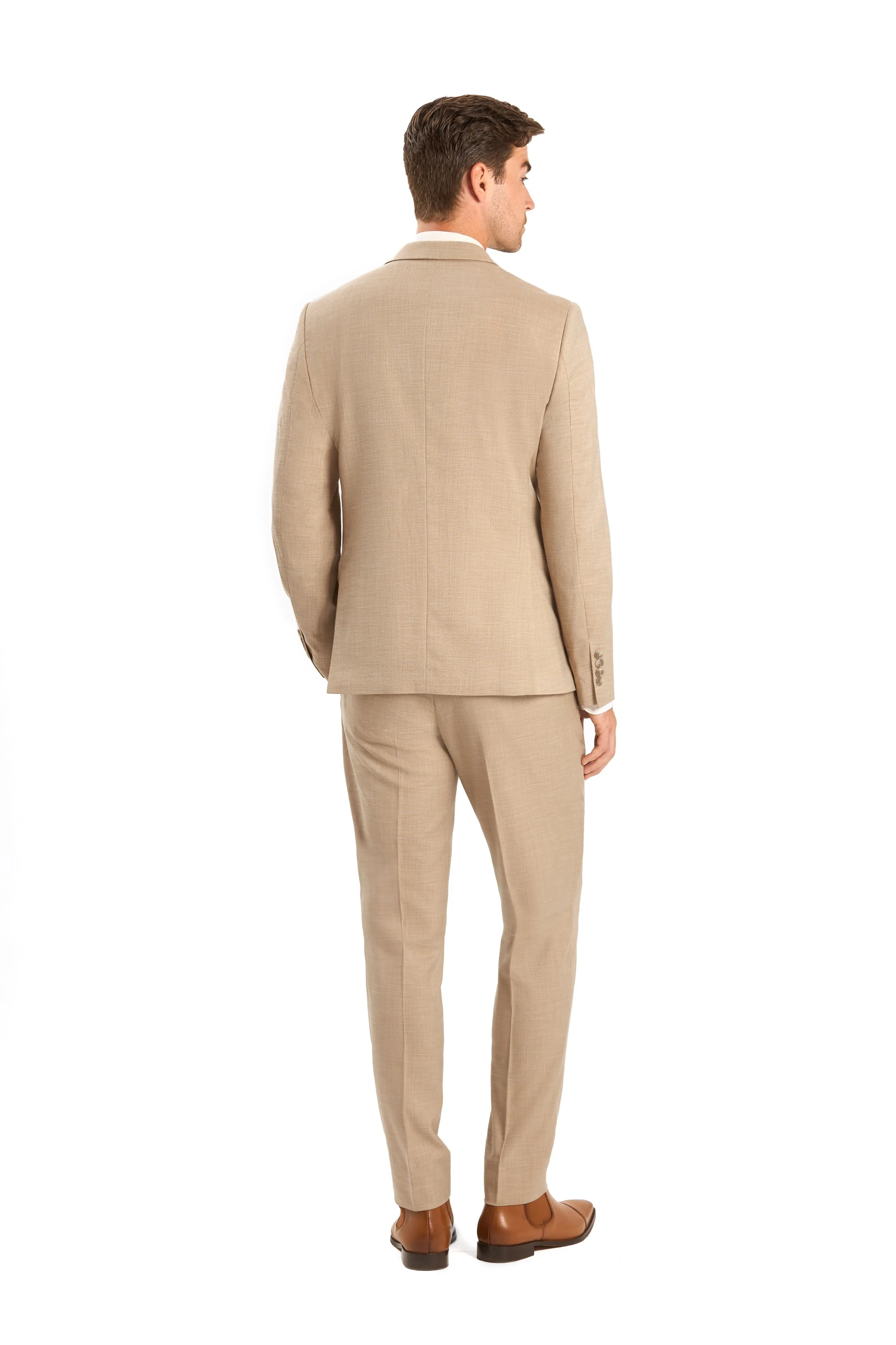 Tan Sharkskin 2 Button Suit