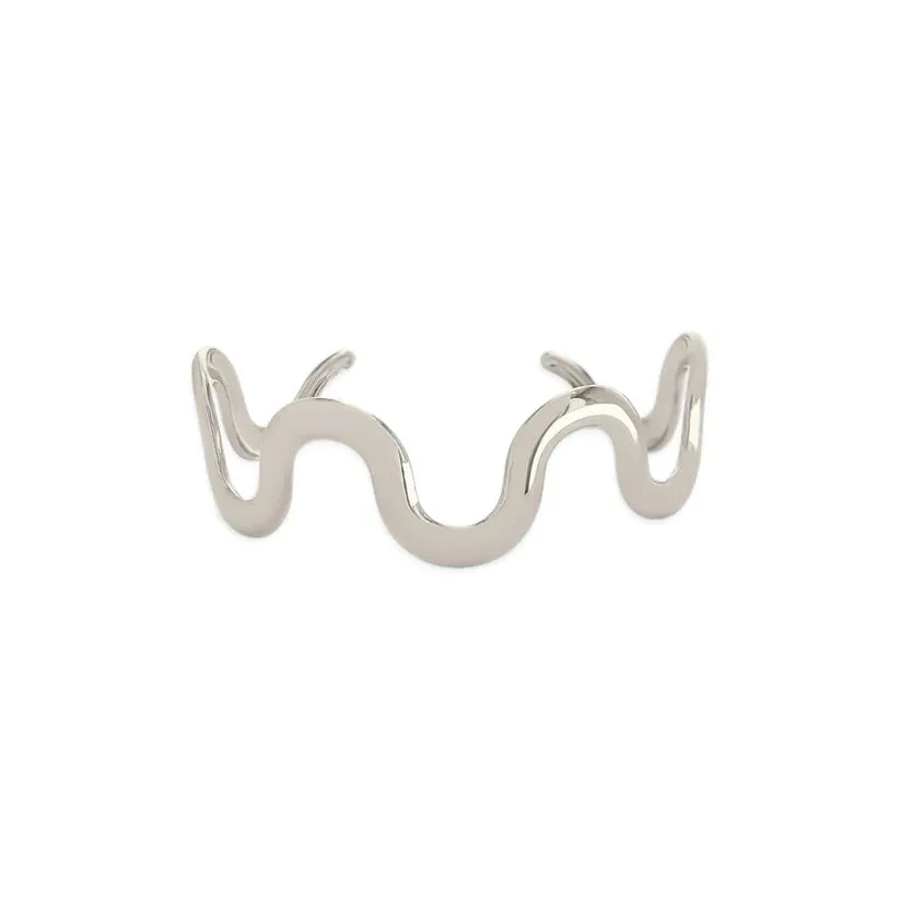 Thin Wavy Cuff Silver Water Resistant